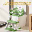 Potty Training Seat,Non Slip Foldable Toilet Training Seat with Soft Cushion, Comfortable HandlesUpgrade Toddler Toilet Seat for Kids Boys Girls,Potty Training Toilet Seat with Step Stool Ladder,Green
