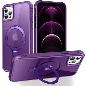 PIXIU Strong Magnetic for iPhone 12/12 Pro case Compatible with Mag-Safe, Built-in Invisible Stand,Military Shockproof Slim Protective Matte Phone Cover for iPhone 12/12 Pro 6.1"-Purple