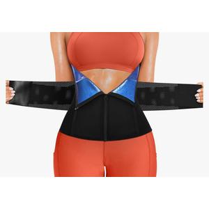 SCARBORO Waist Trainer for Women Belly Fat Sauna Sweat Waist Trimmer Corset for Stomach Wrap Workout Belt Shaper Band Zipper (Blacksilver inner, Medium)