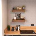 Wall Floating Shelves, Rustic Wood Wall Shelf Handmade - Wooden Shelves for Bathroom Kitchen Livingroom(Light Walnut, 17 Inch - 2 Pack)