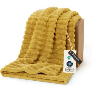 Bedsure GentleSoft Yellow Throw Blanket for Couch - Cozy Soft Fleece Blankets for Women, Cute Small Throws for Girls, Honey, 50x60 Inches