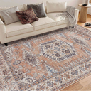 Valenrug Washable Rug 5'x7' Ultra-Thin Antique Area Rug Stain Resistant, Peach