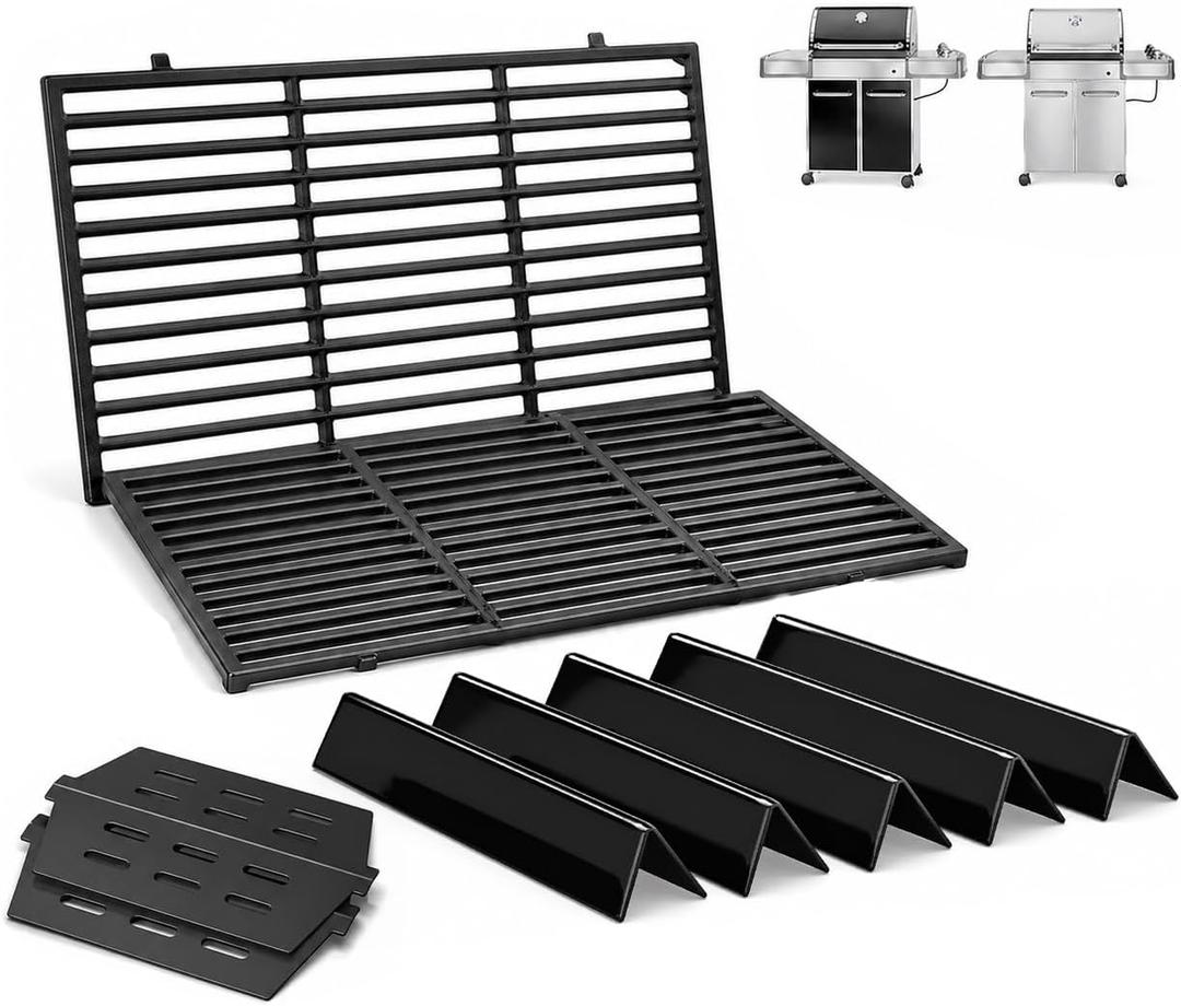 Grill Parts for Weber Genesis 300 Series (2007-2016), Fits Weber Genesis E310 E320 E330 S310 S320 S330 Parts Porcelain Enameled Cast Iron Grates Flavorizer Bars Heat Deflectors 7524 7528 7621 7622