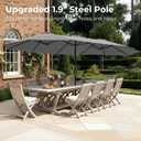 SUPERJARE 15FT Outdoor Patio Umbrella with Base Included, Double Sided Pool Umbrellas with Fade Resistant Canopy, Extra-Large Table Umbrella for Deck, Market, Backyard, Gray, 15FT