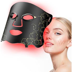 LED Light Therapy Mask (E106A) for Face with High-Frequency Laser, 850NM Near-infrared Portable Red Light Therapy Mask for Wrinkles & Acne Treatment, Silicone Phototherapy with Timer for Home & Travel