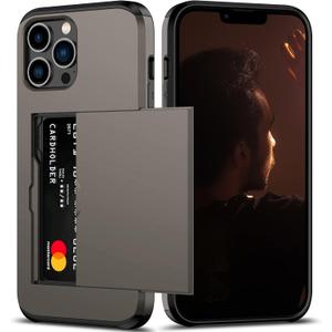 Nvollnoe for iPhone 13 Pro Max Case with Card Holder Heavy Duty Protective Dual Layer Shockproof Hidden Card Slot Slim Wallet Case for iPhone 13 Pro Max for Women&Men(Coffee)