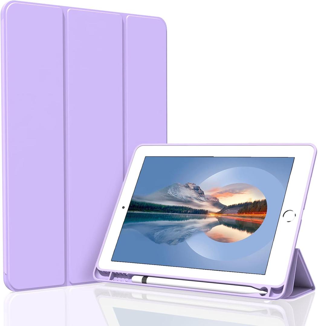 Case for iPad Air 3 / Pro 10.5 Inch, Lightweight Slim Soft TPU Trifold Stand Smart Cover, Auto Sleep/Wake Case with Pencil Holder for iPad Air 3rd Generation/Pro 10.5 - Light Purple