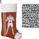 2 x 20 Inch Football Christmas Stocking-Sports Theme Hanging Stocking with Player Silhouette, Large Fireplace Decor for Family Holiday Party Supplies