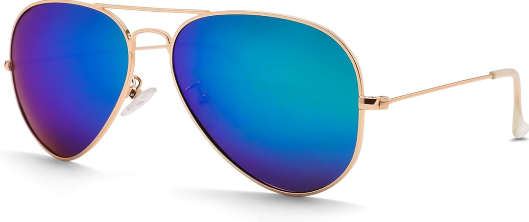 Pro Acme Aviator Sunglasses for Men Women Classic Polarized UV400 Protection(06) Gold Frame/Green Mirrored Lens