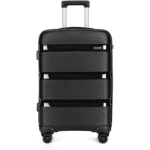 Kono Carry On Luggage Hard Shell Travel Trolley 4 Spinner Wheels Lightweight Polypropylene Suitcase with TSA Lock (Carry-On 21-Inch, Black)