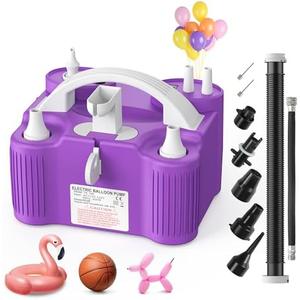 4-in-1 Electric Balloon Pump for All Balloons, Inflatables, and Sports Balls, Triple Inflating Ports for Latex Foil 260q Mylar Balloon, Inflator Deflator for Air Beds Pool Floats Yoga Balls