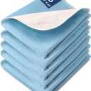 Washable Waterproof Underpads, 24" x 18" (5 Pack) Heavy Absorbency Reusable Incontinence Pads for Chair, Bassinet, Crib, Car Seat, Sofa, Wheelchair