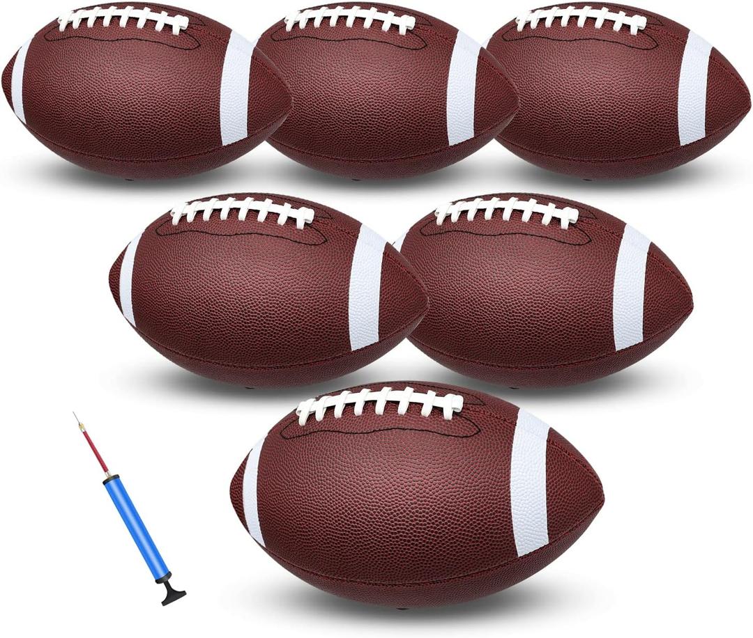 jiaonun Youth Size 6/Official Size 9 Footballs Bulk, Inflatable with Pump for Youth, Junior, Adult, College, High School, Regulation Size Football, American Football, Composite Leather Football