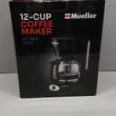 Mueller 12-Cup Drip Coffee Maker - Borosilicate Carafe, Auto-Off, Reusable Filter, Anti-Drip, Keep-Warm Function, Clear Water Level Window Coffee Machine, Kitchen Essentials & Accessories (Black)