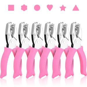 MAPVOLUT 6-Pack Craft Hole Punchers Set - 1/4 Inch Hole Punch for Paper, Binder & Scrapbooking | Circle, Heart, Star, Triangle Shapes | Soft-Grip Handles, Auto Paper Chip Collector, Lightweight