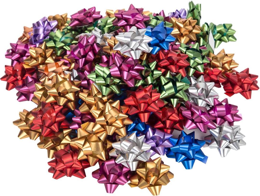 100Pcs Small Star Bows for Gift Wrapping and Presents,Multiple coClour Christmas Bows,for Parties, Birthdays, Weddings or Other Holidays. (style1)
