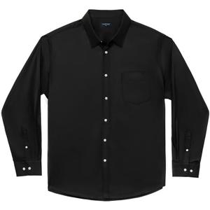 Double Pump Big and Tall Dress Shirts for Men Long Sleeve Business Casual Solid Button Down Shirts from (Black, XXXL)