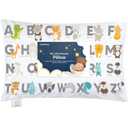 Toddler Pillow with Pillowcase - 13x18 My Little Dreamy Kids Travel Bed Pillows for Sleeping, Organic Cotton Small Pillowcase, Soft & Breathable, Machine Washable, Toddlers 2-5 Years Old (KeaABC)