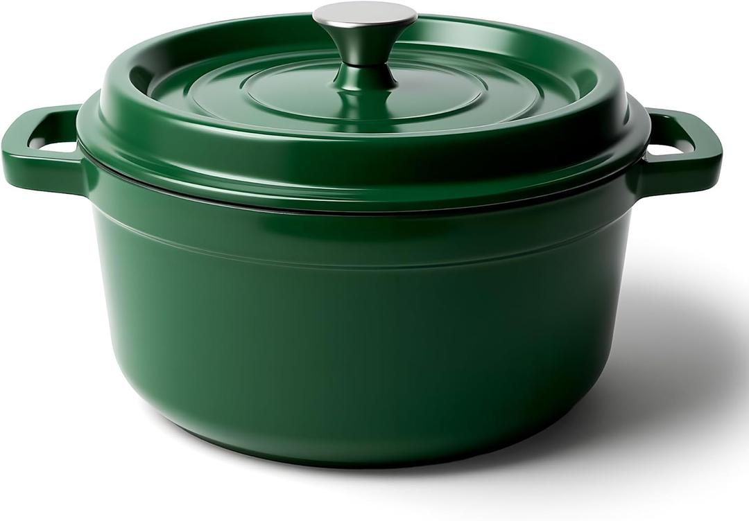 6.5 Quart Dutch Oven Pot with Lid, Non Stick Enameled Cast Iron Dutch Oven for Bread Baking, Heavy-Duty, Oven Safe Ceramic Cookware Up to 500F for Baking, Braising, Stews, Roasting, Green