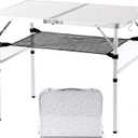 Aluminum Camp Table, Folding Table Portable,Lightweight,Foldable with 2 Adjustable Height, Indoor Outdoor Table for Cooking, Picnic, 2 Heights, 36''L x24''W