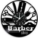 Barber Shop Vinyl Wall Clock Hairdressers Stylists Barbers Hair Stylists Wall Clock 12 inch Black Home Decor Clock for Barber Shop Salon