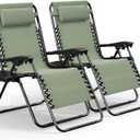 Nestl Zero Gravity Chairs Set of 2, Patio Lounge Chair Outdoor with Pillows & Cup Holder Trays - Sage Green