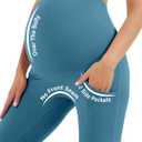 HEGALY Women's Maternity Flare Leggings Over The Belly - Casual Pregnancy Yoga Pants with Pockets Buttery Soft Teal Blue,Large