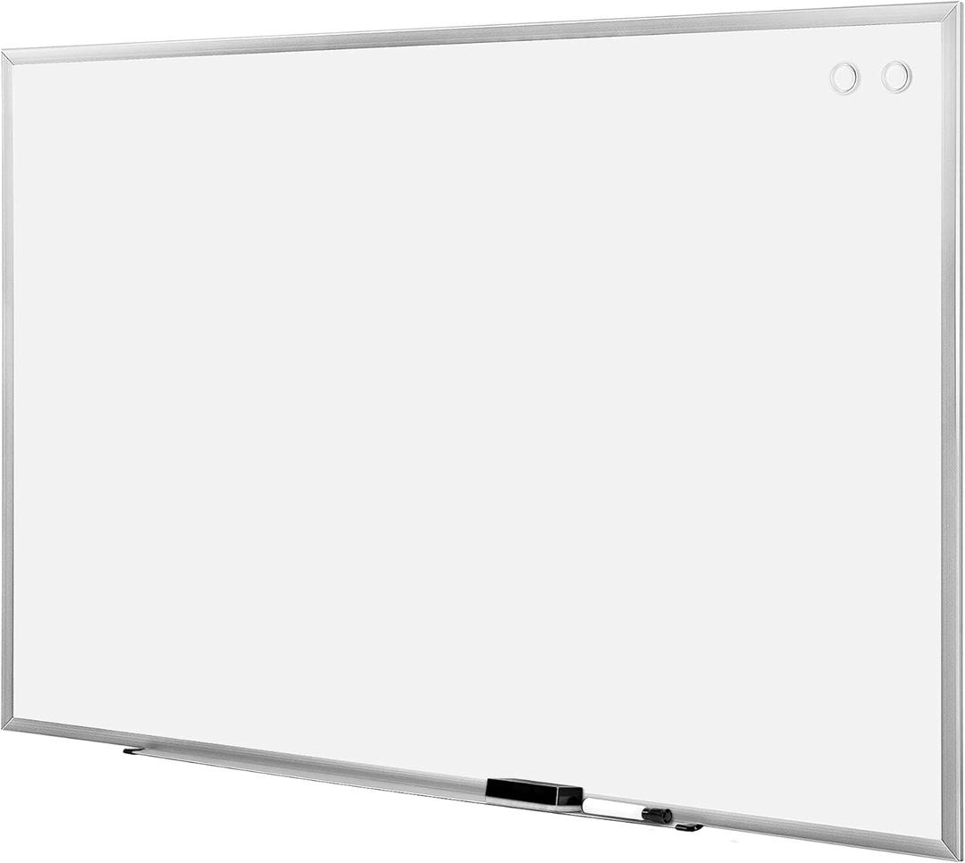 Amazon Basics Large Magnetic Dry Erase Whiteboard, 48" x 72", Aluminum Frame, Silver/White, with Pen Tray for School, Classroom, Office & Home
