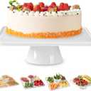 12.5" Square Ceramic Cake Stand 5-in-1 - White Pedestal Serving Platter for Wedding Birthday Party Baby Shower, Dessert Cupcake Fruit Display Stand, Multifunctional Kitchen Centerpiece (12.5" x 12.5" x 3.7")