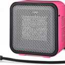 Amazon Basics Ceramic Space Heater, Portable Mini Heater for Office Desk, Indoor Use, 500W, With Tip-Over Protection, Lightweight 1.4 lbs, Pink, 5.9 x 3.2 x 6 inches
