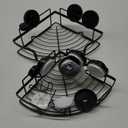 LEVERLOC Powerful Suction Cup Corner Shower Caddy 2 Pack, Stainless Steel Rustproof Shower Shelves with Hook, Drill-Free Wall Mounted Suction Basket, Large Capacity Removable Bathroom Organizer, Black