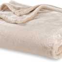 Berkshire Blanket Classic VelvetLoft Solid Bed Blanket King Size, Lightweight Soft Fuzzy Plush Blanket for Bed and Couch, Grain, 90x108 Inches (King/Cal King)
