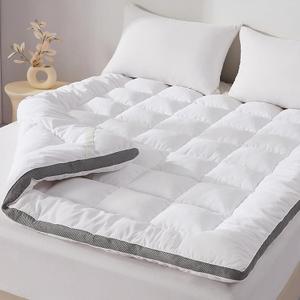 SAPHREAS 3 Inch Foam Mattress Topper Queen Size, Extra Soft Pillow Top Mattress Pad with Breathable Air Mesh Sides, Back Pain Relief, Fluffy Shredded Foam Filled (Queen (60"*80"), Strap)