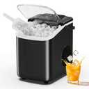 Sweetcrispy Countertop Ice Maker with Scoop, Basket and Handle, Portable Ice Machine 9 Cubes Ready in 6 Mins, 26.5lbs in 24Hrs, 2 Sizes for Home Kitchen Office Bar Party