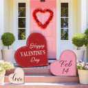 3 Piece Valentines Decorations Outdoor Large Heart Wooden Porch Signs Valentines Wood Love Ornaments Sign for Front Door Home Farmhouse Garden Patio Wedding(Classic Style) (3 different sizes)