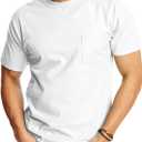 Hanes Mens Beefy-t Pocket, Heavyweight Cotton Pocket Tee for Men, Full-Cut T-Shirt, 1 Or 2 Pack (X-Large)