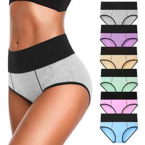 Eiggam Underwear for Women Cotton High Waist Panties Full Coverage Briefs Soft Stretch Ladies Breathable Panties-Multi Pack (XX-Large, Pack of 6)