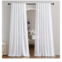 NICETOWN White Linen Sheer Curtains and Drapes 84 inches Long, Rod Pocket & Back Tab semitransparent with Light Through Vertical Window Treatments for Sliding Glass Door & Living Room, 52"W, Set of 2