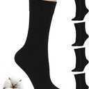 Hugh Ugoli Women's Cotton Crew Socks, Soft, Regular Fit, Plain Color Casual Socks for Trouser, Brown, 3 pcs