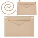 WADORN Purse Organizer Insert Conversion Kit with Gold Chain, 22x15.5cm Extra Big Size Handbag Organizer Insert 61cm Chain Large Inner Pocket Liner for Big Clutches Envelope Bag Handbag Convert, Beige