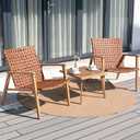 3 Piece Patio Bistro Set, Outdoor Conversation Chair Sets with Coffee Table, Patio Furniture Set for Porch Backyard Balcony Park Deck Poolside