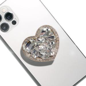 COMMONKUNST Cubic Diamond Bling Bling Cute Heart Shape Collapsible Expandable Multi Functional Mobile Phone Grip & Kicktand (Gold Small Heart)