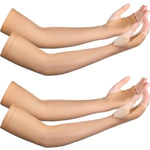 Coume 2 Pairs Elderly Skin Protection Sleeves Arm Protector for Thin Skin Bruising for Men Women(Elegant Style,Small)