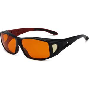 Eyekepper 100% Blue Light Reduction,Fitover Anti-Blue Blocking Computer Glasses Amber Lenses Black Red