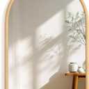 24"x36" Arch Wall Mirror for Wall, Wall Mounted Vanity Mirror for Bedroom, Wood Grain Finish Frame Mirror with Tempered Glass, Vintage Decorative for Bathroom, Entryway, Living Room, Natural