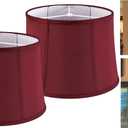 GOSO Burgundy Lamp Shades for Table Lamps and Floor Lamp,12x14x10 inch Spider Lamp Shade for Bedroom Decoration Replacement Lampshade Red Vintage, Drum Faux Silk Handcraft,Easy Assembly(Set of 2)