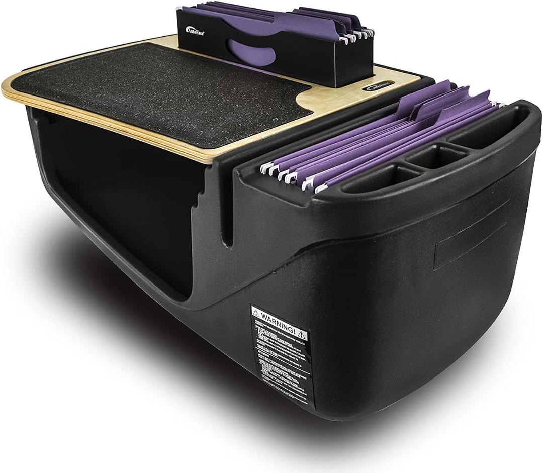 AutoExec Efficiency FileMaster Car Desk for Your Vehicle Workstation and Mobile Office, Natural Birch