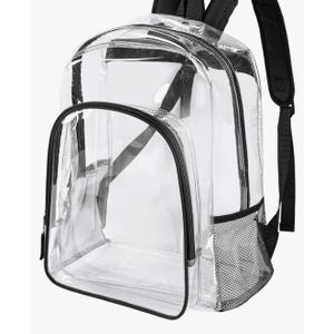 Fomaris Clear Backpack Heavy Duty Clear Bookbag with Sturdy Straps Transparent Backpacks for School College Work (Black)