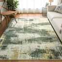 4x6 Area Rug, Modern Abstract Carpet for Bedroom, Soft Washable Rugs for Living Room, Non Slip Thin Low Pile Floor Carpets for Dorm Dining Room Entryway Office Decor, Green