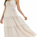 Florboom Women's Summer Halter Maxi Dresses Smocked Back Sundress, Wedding Guest & Holidays Dress with Pockets (L)